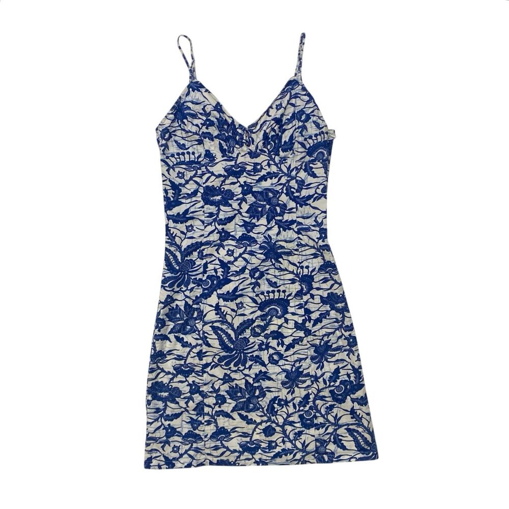 Y2K Tommy Hilfiger Blue Floral Print Cotton Strappy Dress